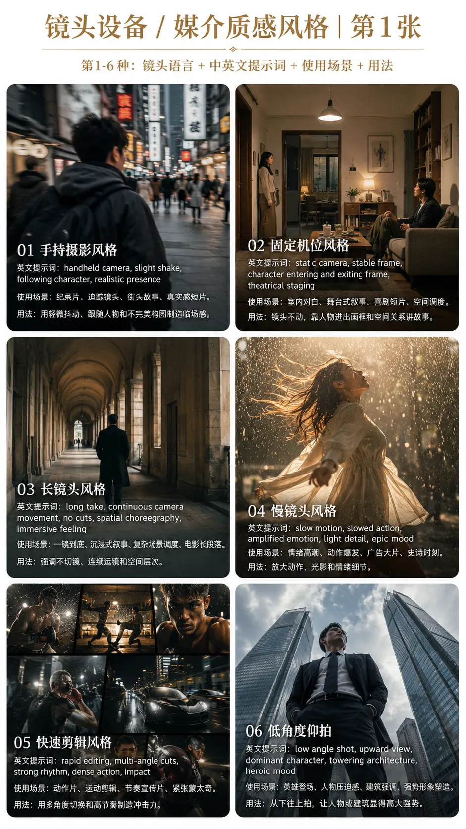 43种AI视频风格进阶：告别无效堆词，用镜头与导演思维做有质感的画面